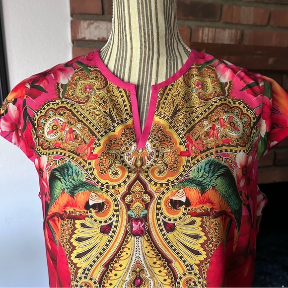 Ted Baker Aalia Cap Sleeve Tropical Bird Print Shift Dress in Red Sz 12 - Picture 6 of 12